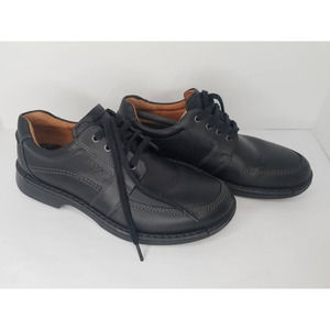 Ecco Womens Oxfords Shoes Black Leather Lace Up Low Heel Walking US 10 EU 44 New